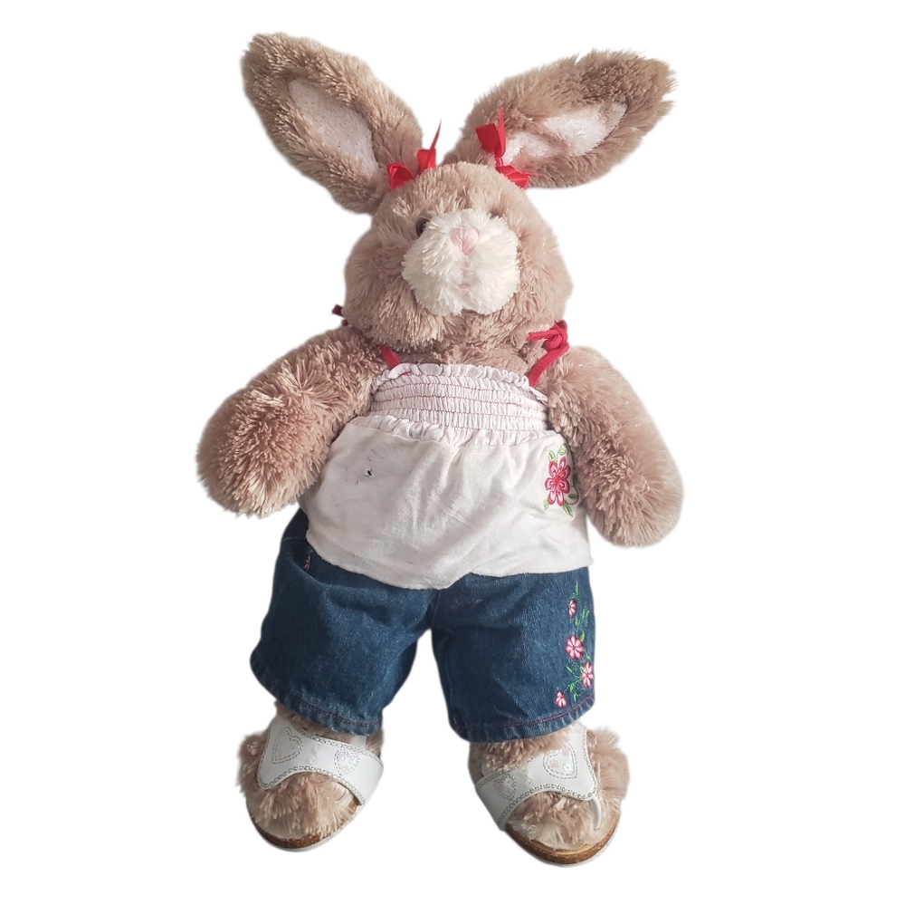 Build A Bear BABW Mocha Bunny Retired Vintage 2004 Brown Posable Ears Clothing